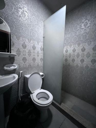 een badkamer met een toilet en een wastafel bij Aton pyramids INN in Caïro