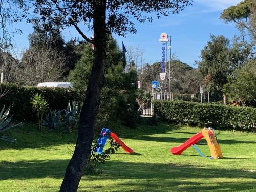 eine Gruppe von Spielgeräten für Kinder in einem Park in der Unterkunft Hotel Park Le Baleari in Tirrenia