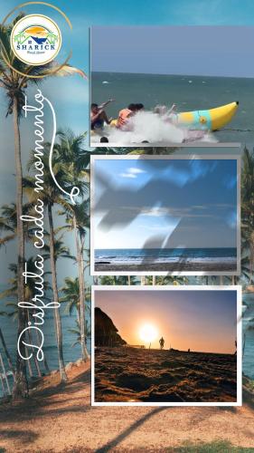 a collage of photos of the beach and the ocean at Sharick Beach House in Tubará