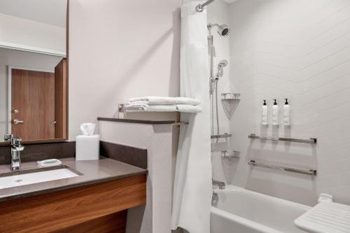 a bathroom with a tub and a sink and a shower at Fairfield by Marriott Inn & Suites Cape Girardeau in Cape Girardeau