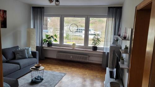 Ruang duduk di Ferienwohnung Löfer-Wasserblick