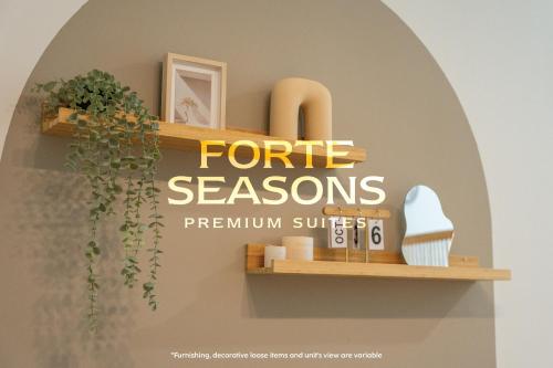 a shelf with a for sale sign on a wall at Enclave Nature Suites @ Bukit Tinggi in Bentong