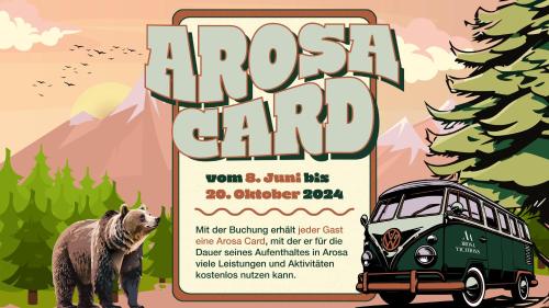 ein Flyer für ein Konzert mit einem Bären und einem Auto in der Unterkunft Casa Cresta C32 - Panoramablick in Arosa