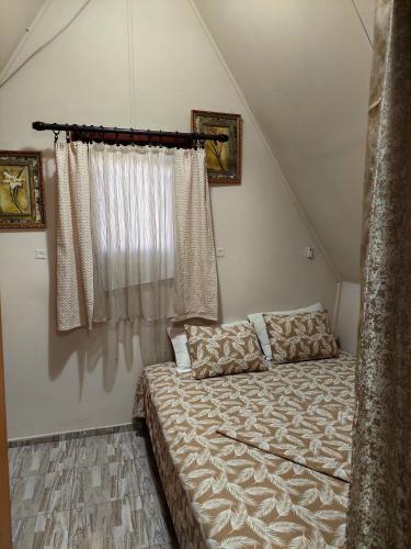 a bedroom with a bed and a window at Vikendica Drinski mir in Loznica