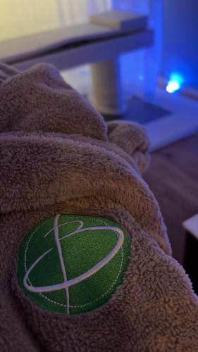 un oso de peluche con una pelota de baloncesto en la espalda en Bes Hotel Terme di Palazzago en Palazzago