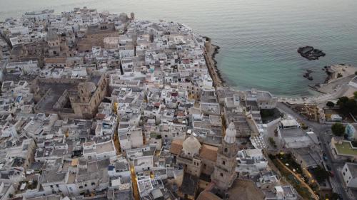 an aerial view of a city next to the ocean at Loft 900 - Home & SPA - A Timeless Luxury in Monopoli in Monopoli