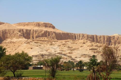 widok na góry z drzewami przed nim w obiekcie luxo bankr west w mieście Luksor
