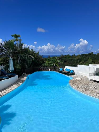 une grande piscine d'eau bleue dans l'établissement Le Paille en Queue Résidence Touristique, à Saint-Louis