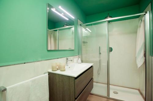bagno con lavandino e doccia di La Casa Al Mare a Porto Santo Stefano