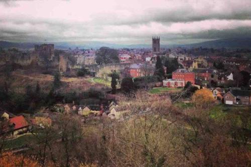 a view of a city with a town in the background at 2 Lower Raven Lane, Ludlow in Ludlow