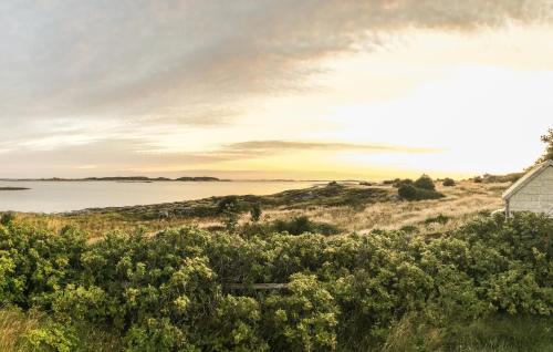 a house on a hill next to a body of water at Nice Home In Smøla With House Sea View in Smøla