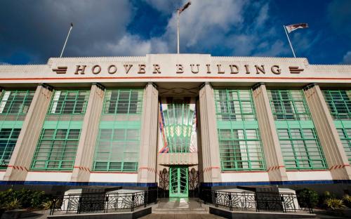 a building with the words hoover building on it at The Hoover Building by Artsy in London