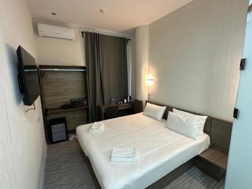 a hotel room with a bed and a television at City Centre Hotel in Tashkent