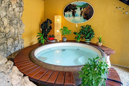 a large jacuzzi tub in a room with plants at Villa Barbara in Skradin
