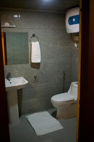 a bathroom with a toilet and a sink at The Grand ARK in Gangtok