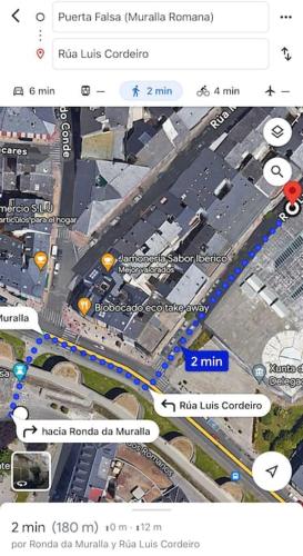 a screenshot of a map of a street at Ático Isabel, diseño y calidez junto a la Muralla Romana in Lugo