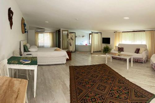 a large living room with two beds and a couch at King Tombs Suit in Mugla