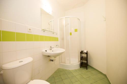 Koupelna v ubytování Apartmány u jezera Fami***