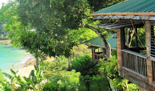 a view of the beach from the house at Castara Retreats in Castara
