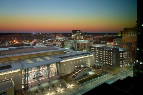 a view of a city skyline at night at Raleigh Marriott City Center in Raleigh