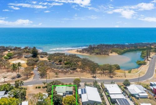 an aerial view of a beach and the ocean at Beach Shack by the Sea Innes Park in Pemberton