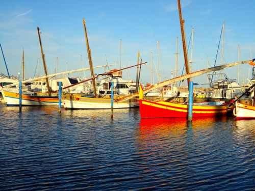 a group of boats are docked in the water at Appartement Le Barcarès, 2 pièces, 4 personnes - FR-1-782-36 in Le Barcarès