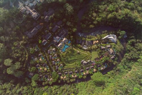 an overhead view of a house with a garden at Mandapa, a Ritz-Carlton Reserve in Ubud