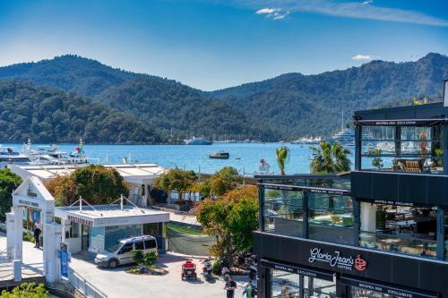 a view of a harbor and a body of water at Dedeminn Garden House in Göcek