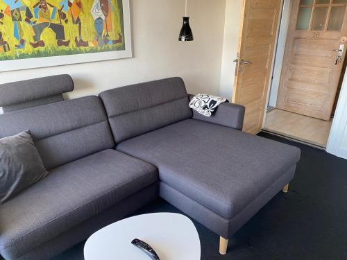 a living room with a couch and a coffee table at Siesta Vejle in Vejle