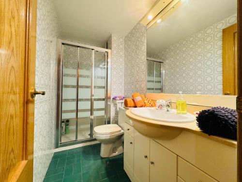 瓦倫西亞的住宿－Blasco Ibáñez Valencia Double Room with Private Bathroom in Shared Apartment，一间带水槽和卫生间的浴室