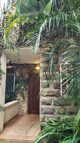 a building with a wooden door and some plants at Zereniti House in Muyaka