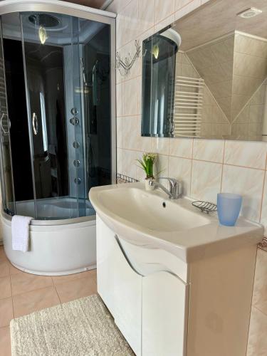 Ένα μπάνιο στο Cottage PolyaNitsa окремий котедж з каміном