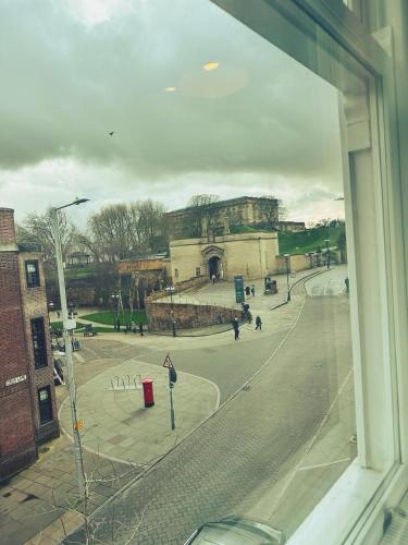 a view of a street from a window of a building at Castle View, 96 Friar Lane in Nottingham