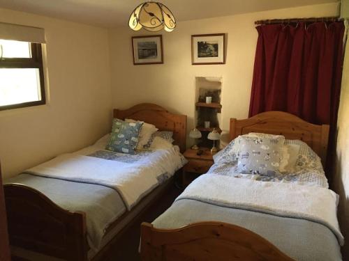 a bedroom with two beds and a window at Homer Old Spot in Marytavy