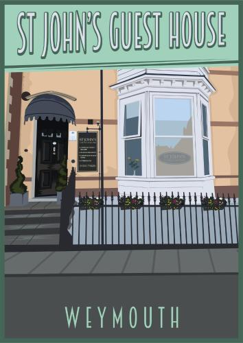 a storefront of a guest house with a fence at St Johns Guest House in Weymouth