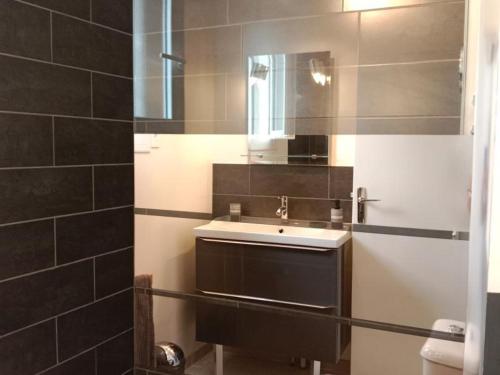 a bathroom with a sink and a mirror at Gîte Bellerive-sur-Allier, 4 pièces, 6 personnes - FR-1-489-481 in Bellerive-sur-Allier