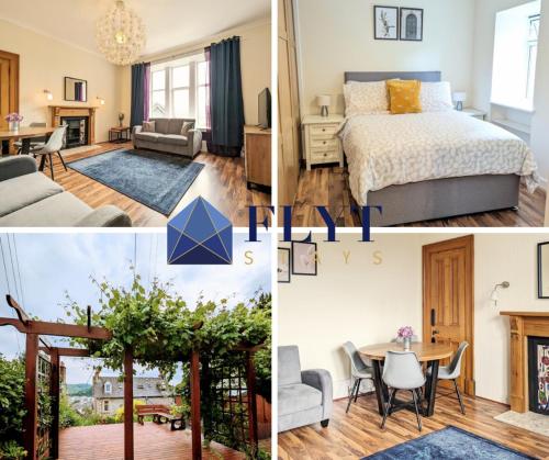 a collage of photos of a bedroom and a living room at Balmoral Villa, Oban in Oban