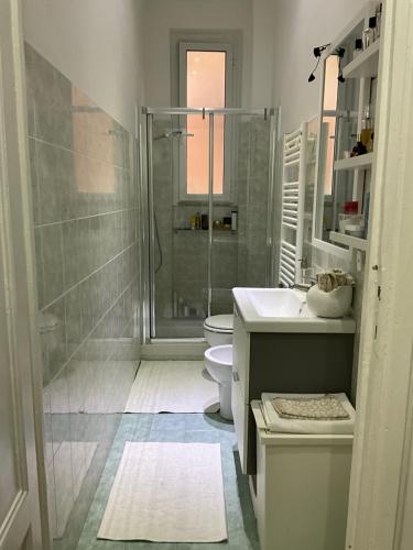 a bathroom with a shower and a toilet and a sink at One Room San Pietro in Rome