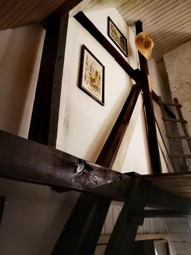 a ceiling with two framed pictures on a wall at Solarna Eko Vila in Divčibare