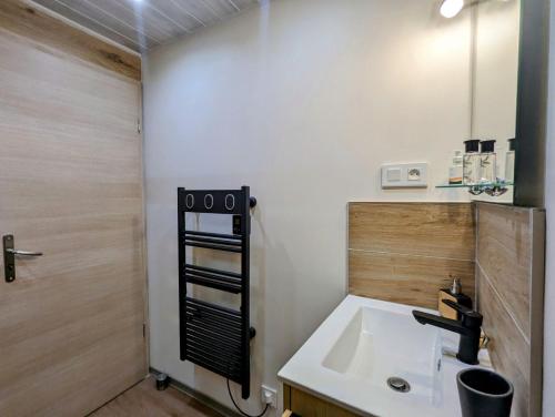 ein Badezimmer mit Waschbecken und Spiegel in der Unterkunft Le Renard des Vosges in La Croix-aux-Mines