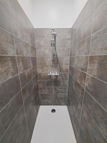 W łazience znajduje się prysznic i toaleta. w obiekcie Bel Canto - Chambres d'hôtes Plateau de sault w mieście Roquefeuil