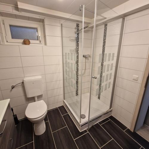Ένα μπάνιο στο Ferienwohnung Wachter in Viereth mit tollem Ausblick