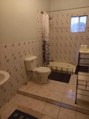 a bathroom with a toilet and a sink at Hill Top Villa (HTV) 
