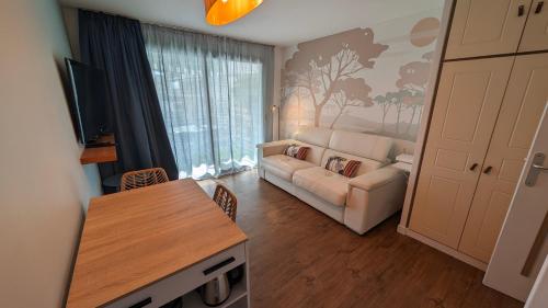 un salon avec un canapé et une table dans l'établissement Cocon d'Azur, à Cannes