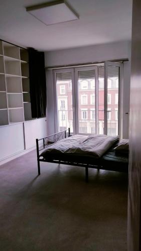 1 dormitorio con 1 cama frente a una ventana en Mulhouse - Chambre - centre ville, en Mulhouse