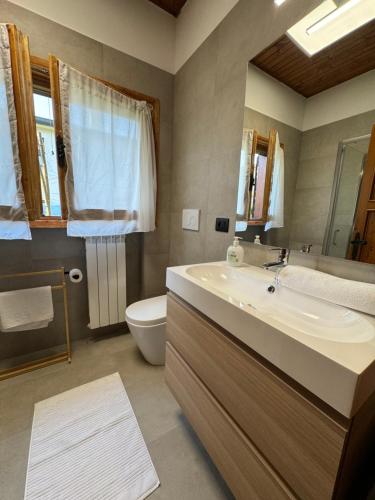 uma casa de banho com um lavatório e um WC em Casa degli Albicocchi - near Venice - whole house with garden and free Prkg em Spinea
