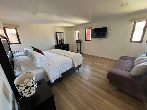 a bedroom with a large bed and a couch at Diego Loft en Val'Quirico Centro in Santeagueda