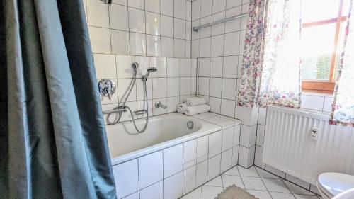 y baño con bañera y ducha. en Calm GaP, en Garmisch-Partenkirchen