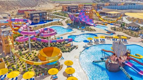 an aerial view of a water park with slides at Pickalbatros Vita Resort - Portofino Marsa Alam in Abu Dabab