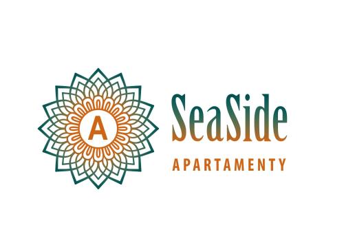 um logótipo para um apartamento de serviço com uma mandala em Shellter Rogowo Seaside Apartamenty - na wydmie em Rogowo